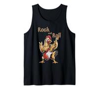 Rock and Roll Guitarra Pollo Vintage Rock Guitarrista Animal Camiseta sin Mangas