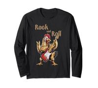 Rock and Roll Guitarra Pollo Vintage Rock Guitarrista Animal Manga Larga