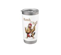 Rock And Roll Guitarra Pollo Vintage Rock Guitarrista Animal Vaso térmico de acero inoxidable de doble pared