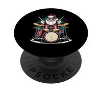 Rock and Roll Papá Noel Baterista música navideña PopSockets PopGrip Adhesivo