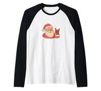 Rock and Roll Papá Noel Navidad Rock N Roll Camiseta Manga Raglan