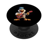 Rock and Roll Pollo Tocando Guitarra Eléctrica PopSockets PopGrip Adhesivo