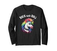 Rock and Roll Rainbow Unicorn EMO Goth Alternativa, Animal Manga Larga