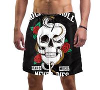 Rock and Roll Skull Bañador para Hombre Traje de baño de Secado rápido Traje de baño de Playa Pantalones Cortos Trajes de baño