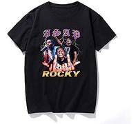 Rock ASAP Rocky Men T Shirt Summer Hip Hop Shirt Camisetas Hombre Streetwear Cotton Short Sleeve Tees Black L