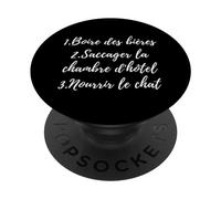 Rock Attitude Boire Bières Saccager Chambre Nourrir le Chat PopSockets PopGrip Adhesivo