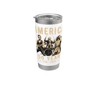 Rock Band Rocking Abe Lincoln George Washington Jesucristo Vaso térmico de acero inoxidable de doble pared