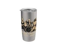 Rock Band Rocking Abe Lincoln George Washington Jesucristo Vaso térmico de acero inoxidable de doble pared