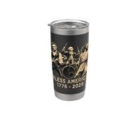 Rock Band Rocking Abe Lincoln George Washington Jesucristo Vaso térmico de acero inoxidable de doble pared