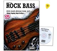 Rock Bass - Escuela de jäcki reznicek - Fundamentos, Equipment, Ejercicios, arcilla, rhythmik... - Material educativo con CD y original Dunlop Púa