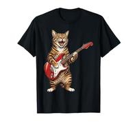 Rock Cat Guitarra Eléctrica Rock Cat Concierto Rock and Roll Camiseta