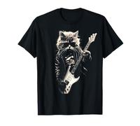 Rock Cat Playing Guitar - Funny Guitar Cat Meme Camiseta