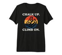 Rock Climbing Bouldering Chalk Up Climb On Retro Sunset Camiseta Premium
