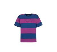 Rock Experience Fettuccini SS Woman T-Shirt Camiseta DE Manga Corta, Azul/Faja A Rayas, XXL Mujeres