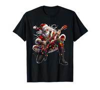 Rock Guitar Santa Claus Playing Guitar Christmas Musicians Camiseta