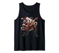 Rock Guitar Santa Claus Playing Guitar Christmas Musicians Camiseta sin Mangas