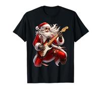 Rock Guitar Santa Claus Playing Guitar Christmas Pajamas Fun Camiseta