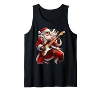 Rock Guitar Santa Claus Playing Guitar Christmas Pajamas Fun Camiseta sin Mangas