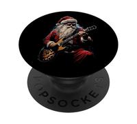 Rock Guitar Santa Claus Tocando la Guitarra - Navidad Divertida PopSockets PopGrip Adhesivo
