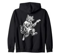 Rock Guitarra Gato Saltando Gráfico Cool Animal Arte Música Amantes Sudadera con Capucha