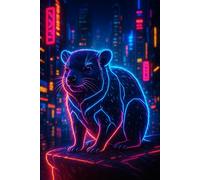Rock Hyrax Notebook - Neon Futuristic Animal in Sci-Fi City | Synthwave Vaporwave Aesthetic Cover | Lined Notebook 6x9 Inch, 120 Pages | School & ... Gaming, Sci-Fi & Neon Art Lovers for Writing,