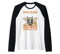 Rock Island Illinois State Clase B Liga Menor Rinocerontes Baseb Camiseta Manga Raglan