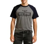 ROCK-IT Apparel Camiseta Raglan Contraste Manga Corta Cuello Redondo Premium Camisa para Hombre 100% Algodón Vintage Bikershirt Tallas S-5XL Corte Regular Camo Gris/Negro 4XL