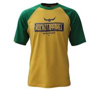 ROCK-IT Apparel Camiseta Raglan Contraste Manga Corta Cuello Redondo Premium Camisa para Hombre 100% Algodón Vintage Bikershirt Tallas S-5XL Corte Regular Camo Amarillo L