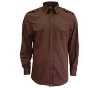 ROCK-IT Apparel Hombres Camisa Manga Larga Aspecto Militar, Camisa Camisa Casual de Trabajador [Tallas S-5XL] 100% algodón, Camisa de Verano con Botón Delantero y Bolsillos I marrón Small