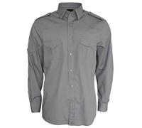 ROCK-IT Apparel Hombres Camisa Manga Larga Aspecto Militar, Camisa Camisa Casual de Trabajador [Tallas S-5XL] 100% algodón, Camisa de Verano con Botón Delantero y Bolsillos I carbón 5X-Large