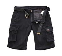 ROCK-IT Apparel Pantalones Cortos de Carga para Hombres con cinturón Bermuda Vintage con 6 Bolsillos para Cerrar Pantalones Cortos de Verano para Hombres - Tallas S-5XL - Negro 3XL