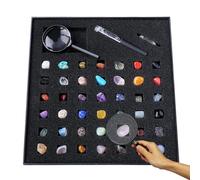 Rock & Mineral Collection - Kit de piedras preciosas naturales y cristales, juego de geología educativa | Regalo de ciencia STEM para niños, niños y niñas, incluye fósiles reales, piedras pulidas