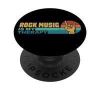 Rock Music es My Therapy Retro Rock and Roll Lover PopSockets PopGrip Adhesivo