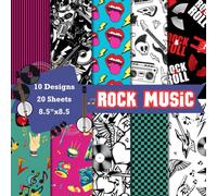 Rock Music Scrapbook Paper Craft Pad: 10 Rock N Roll Designs, 20 Double-Side Sheets Printed on 8.5"x8.5" Size Paper With Premium Color . Perfect for ... Junk Journaling, Decoupage, Mixed Media Etc.