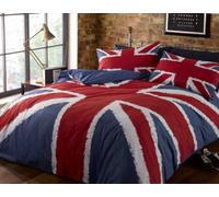 Rock N Roll Funky Union Jack británica UK Azul Rojo Blanco Ropa de Cama King Size Edredón Cubrir Conjunto de Cama, Azul