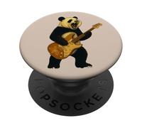 Rock n Roll Panda Bear Tocando Guitarra Eléctrica Música PopSockets PopGrip Adhesivo