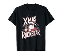 Rock n Roll Santa Claus Navidad Rockstar Navidad Camiseta gráfica económica, Hombre, Negro, L