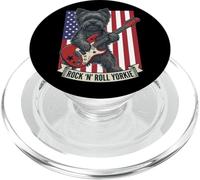 Rock N Roll Yorkie Dog Playing Guitar USA Flag Puppy PopSockets PopGrip para MagSafe
