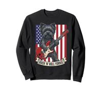 Rock N Roll Yorkie Dog Playing Guitar USA Flag Puppy Sudadera