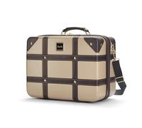 Rock Neceser vintage de carcasa rígida en color dorado, aprobado para equipaje de mano, correa extraíble para el hombro y la maleta, cremalleras con cerradura, 29,5 x 37 x 19 cm, 1,3 kg