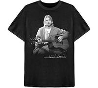 Rock Off Kurt Cobain Nirvana Guitarra Live Photo T-Shirt Negro