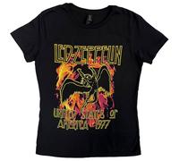 Rock Off Led Zeppelin T Shirt Negro Flames Band Logo Nuevo Oficial De Las Mujeres Skinny Size M