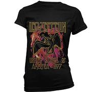 Rock Off Led Zeppelin T Shirt Negro Flames Band Logo Nuevo Oficial De Las Mujeres Skinny Size M