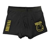 Rock Off Nirvana 'Yellow Smile' - Calzoncillos tipo bóxer unisex, Negro, L