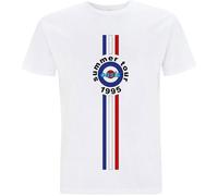 Rock Off Oasis Men's T-Shirt Stripes 95 Band Logo L White