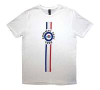 Rock Off Oasis T Shirt Stripes 95 Band Logo Nuevo Oficial Hombre, Blanco, XL