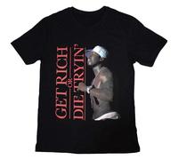 Rock Off officially licensed products 50 Cent Get Rich Logo T Shirt, Negro, L