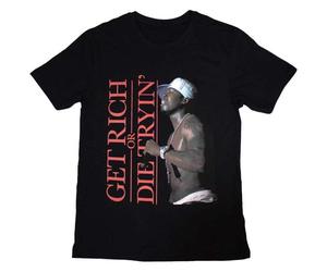 Rock Off officially licensed products 50 Cent Get Rich Logo T Shirt, Negro, L