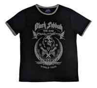 Rock Off officially licensed products Black Sabbath The End Mushroom Cloud Ringer T Shirt, Negro , L