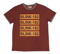 Rock Off officially licensed products Blink-182 Logo Repeat Ringer T Shirt, rojo, S